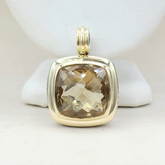 David Yurman Jewelry - David Yurman Albion 20mm Champagne Citrine Pendant Enhancer With 18k Gold
